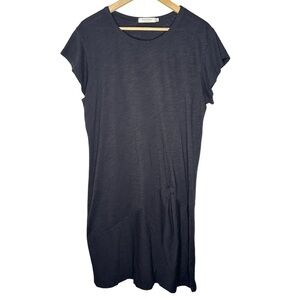 Mododoc Los Angeles | 100% Cotton Black Asymmetrical Hem Midi Dress | Size Large